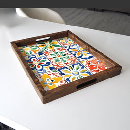 Aberto Design REF032 Bandeja Madera Maciza 48 x 38 x 4 cm Elegante para Hogar